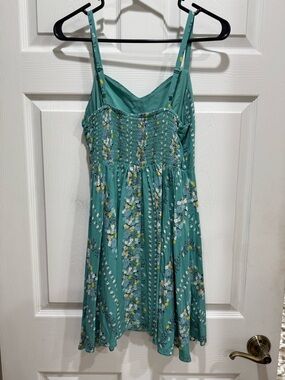 Old Navy Teal Floral Smocked Sundress